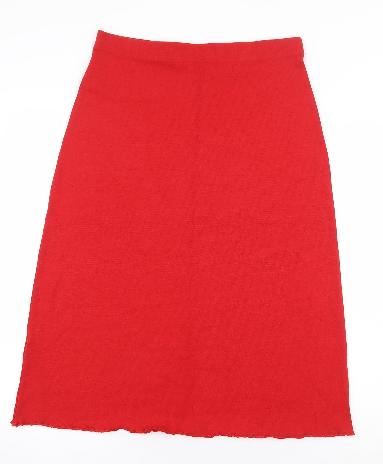 Preworn Womens Red Viscose A-Line Skirt Size 14