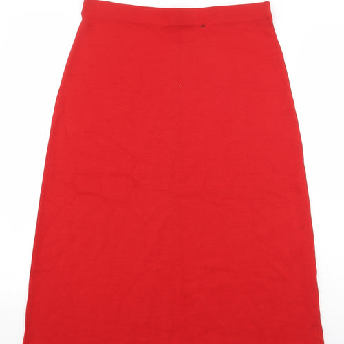 Preworn Womens Red Viscose A-Line Skirt Size 14
