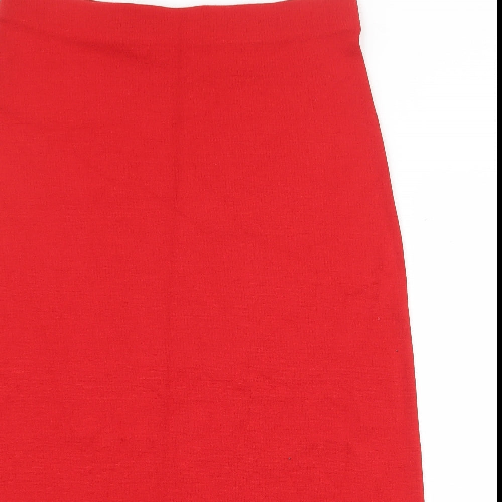 Preworn Womens Red Viscose A-Line Skirt Size 14