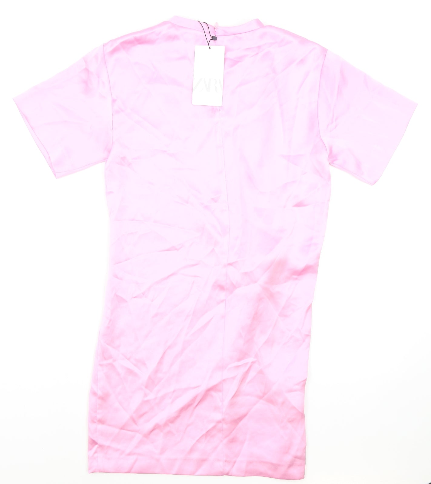 Zara Womens Pink Polyester T-Shirt Dress Size XS Round Neck Pullover
