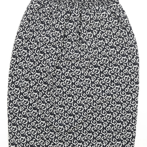 Choices Womens Black Geometric Polyester Wrap Skirt Size 10 Button