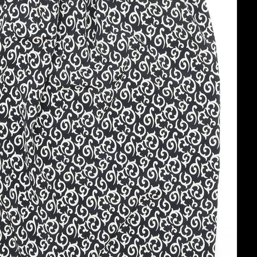 Choices Womens Black Geometric Polyester Wrap Skirt Size 10 Button
