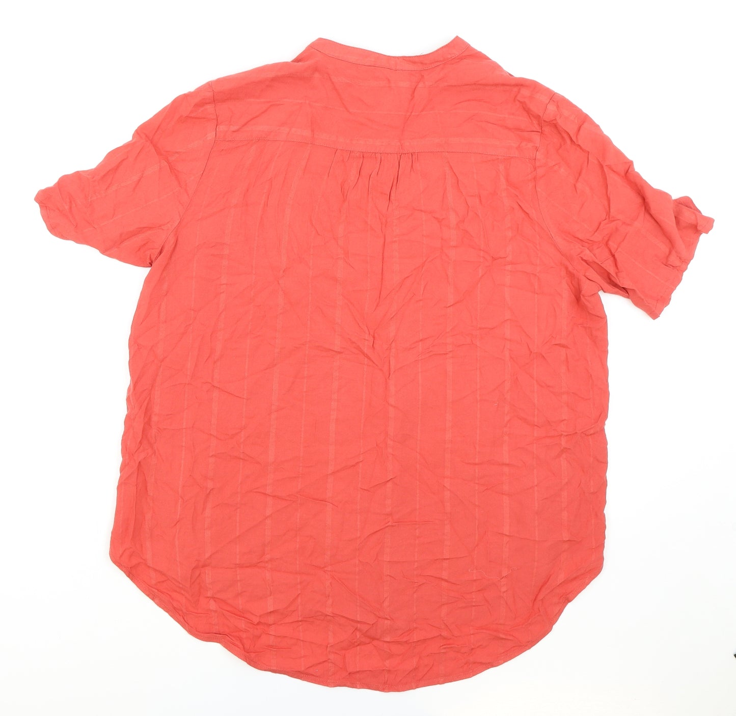 Marks and Spencer Womens Red Viscose Basic Blouse Size 14 Round Neck