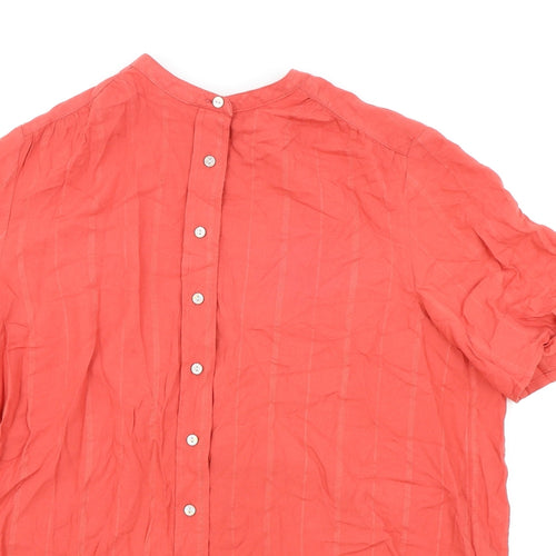 Marks and Spencer Womens Red Viscose Basic Blouse Size 14 Round Neck