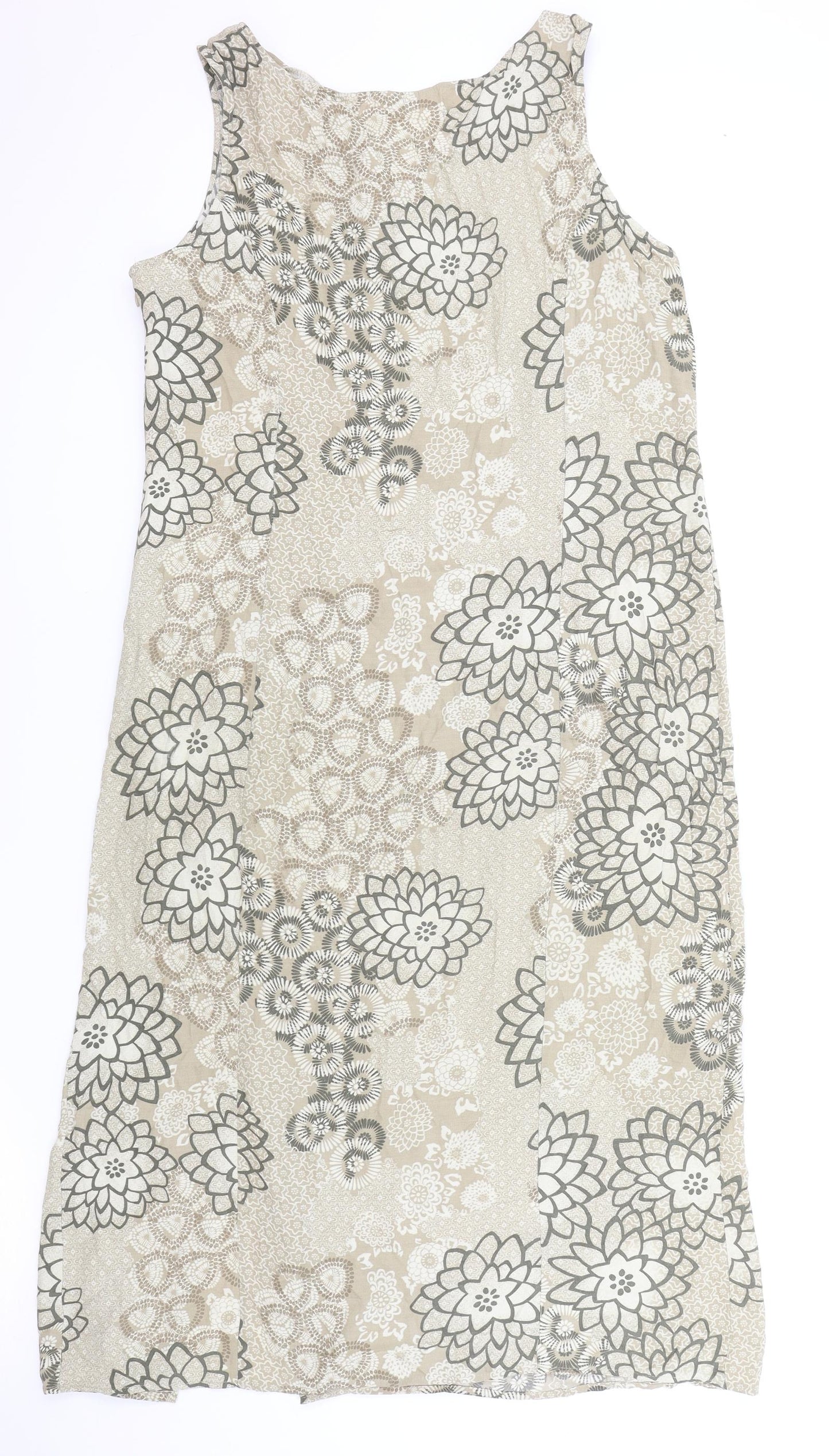 Marks and Spencer Womens Brown Floral Polyester Tank Dress One Size V-Neck Zip