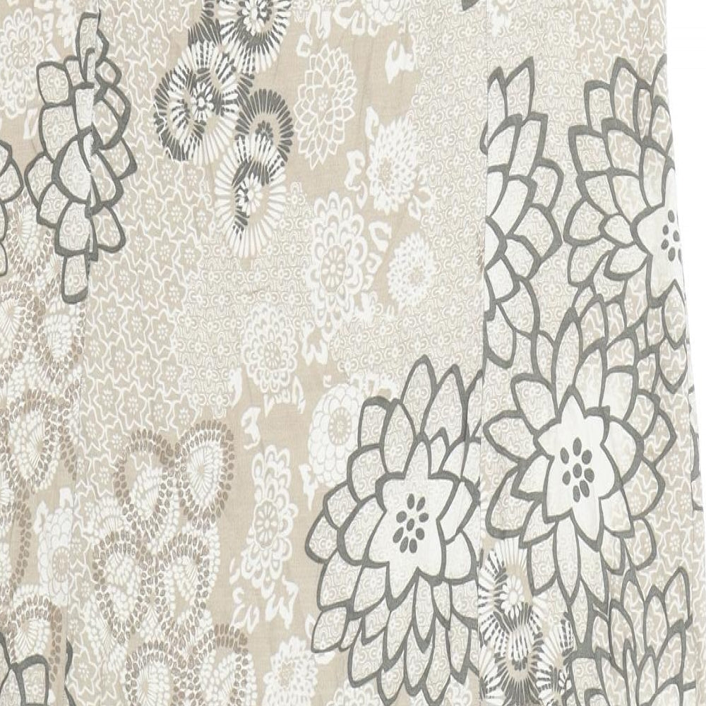 Marks and Spencer Womens Brown Floral Polyester Tank Dress One Size V-Neck Zip