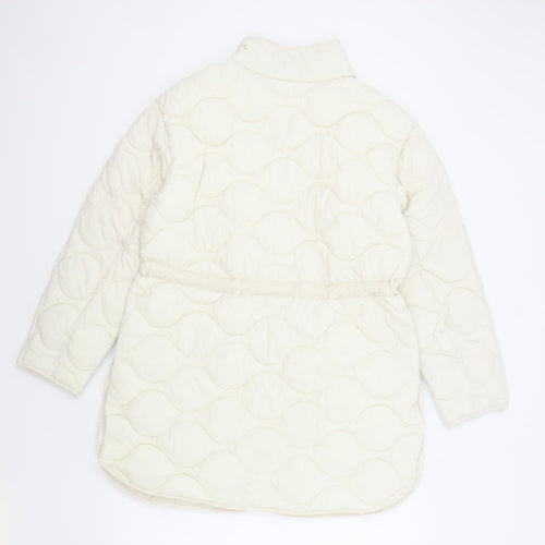 Marks and Spencer Womens Ivory Geometric Puffer Jacket Coat Size 12 Zip