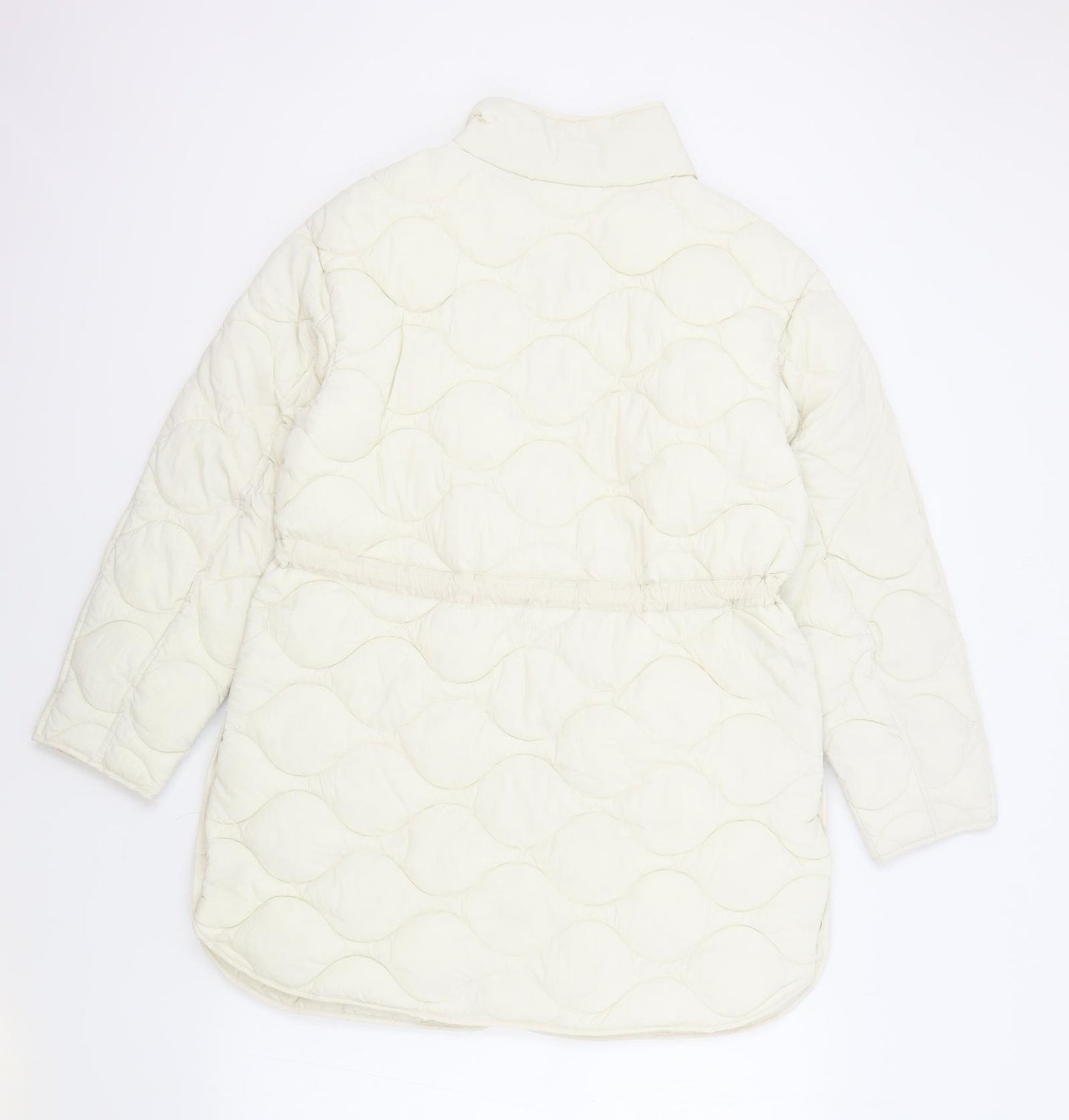 Marks and Spencer Womens Ivory Geometric Puffer Jacket Coat Size 12 Zip