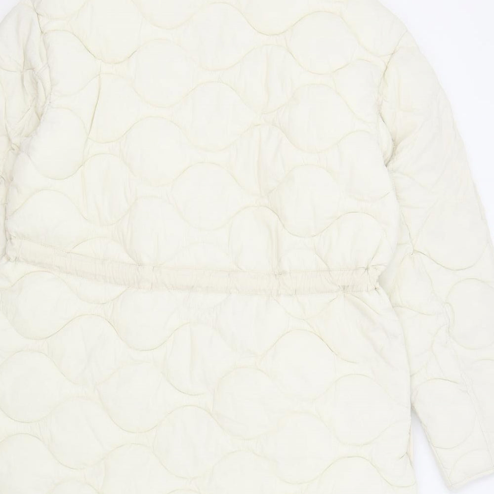Marks and Spencer Womens Ivory Geometric Puffer Jacket Coat Size 12 Zip