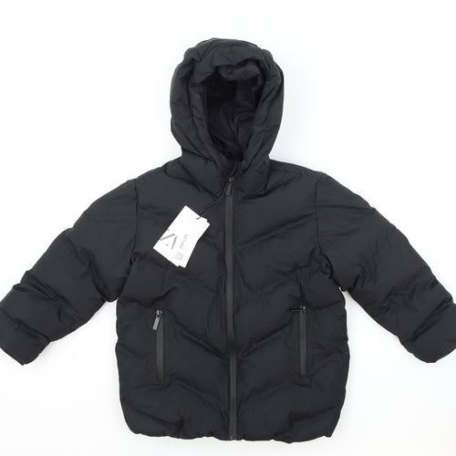 Zara Womens Black Puffer Jacket Coat Size 6 Zip
