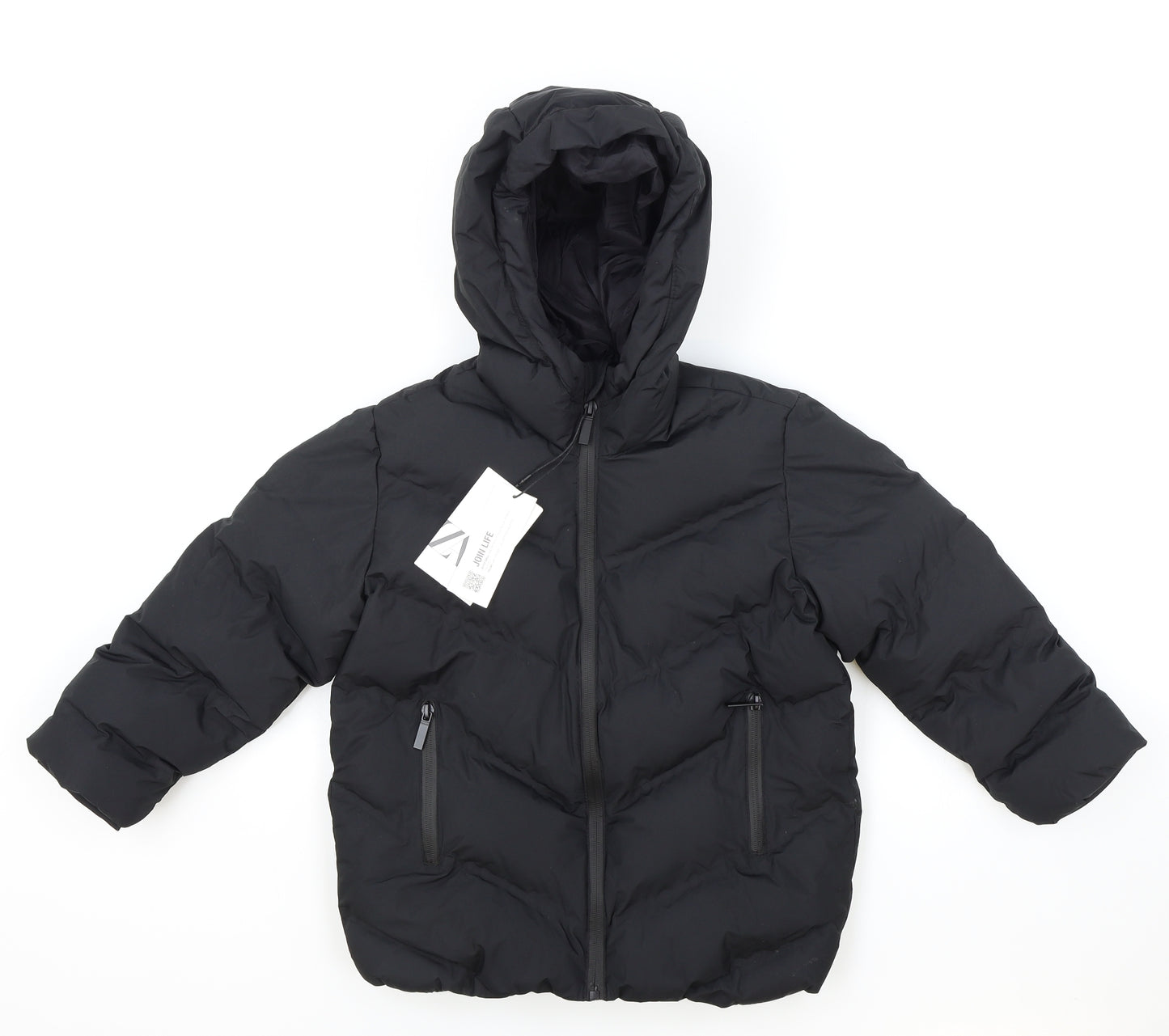 Zara Womens Black Puffer Jacket Coat Size 6 Zip