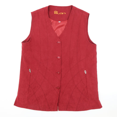 Mian Womens Red Gilet Blazer Size M Button