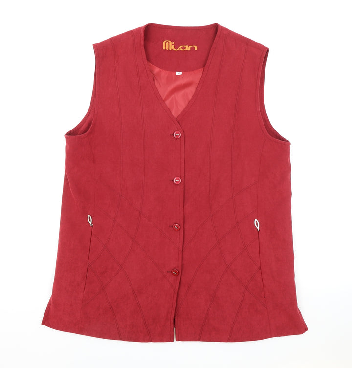 Mian Womens Red Gilet Blazer Size M Button