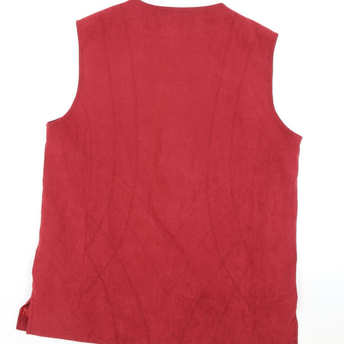 Mian Womens Red Gilet Blazer Size M Button