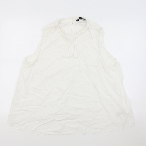 New Look Womens White Viscose Basic Tank Size 16 Boat Neck