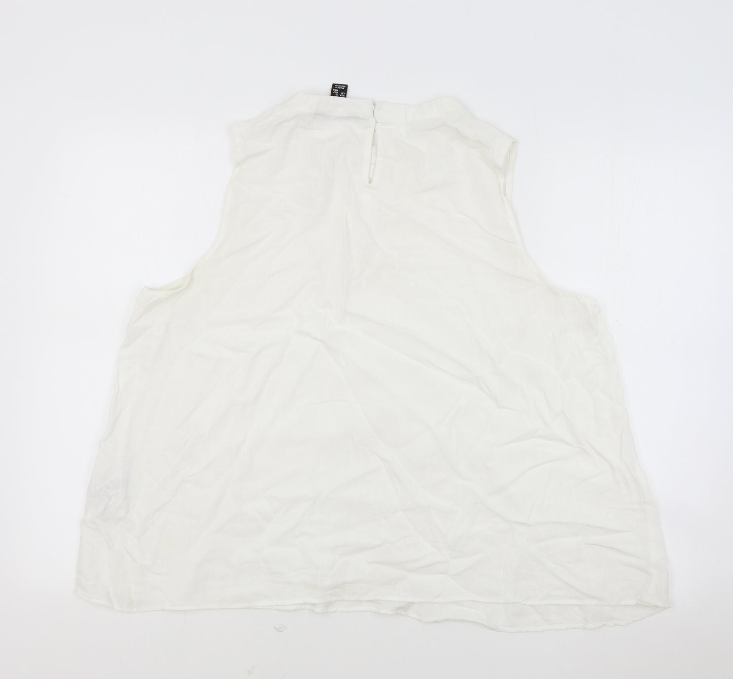 New Look Womens White Viscose Basic Tank Size 16 Boat Neck