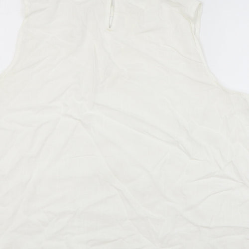 New Look Womens White Viscose Basic Tank Size 16 Boat Neck