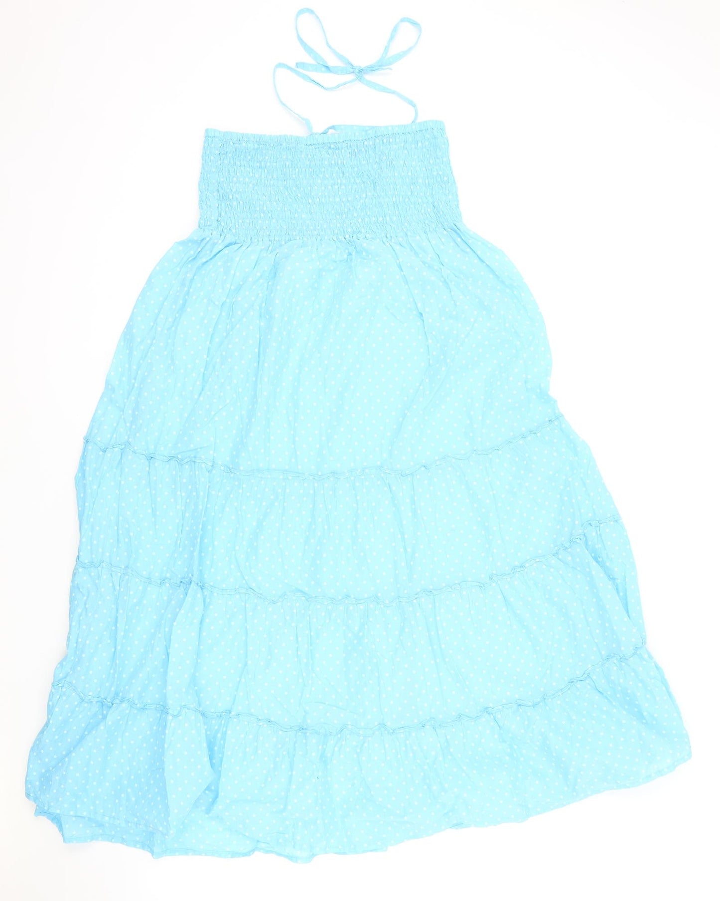 Marks and Spencer Womens Blue Polka Dot Viscose Maxi One Size Halter Pullover