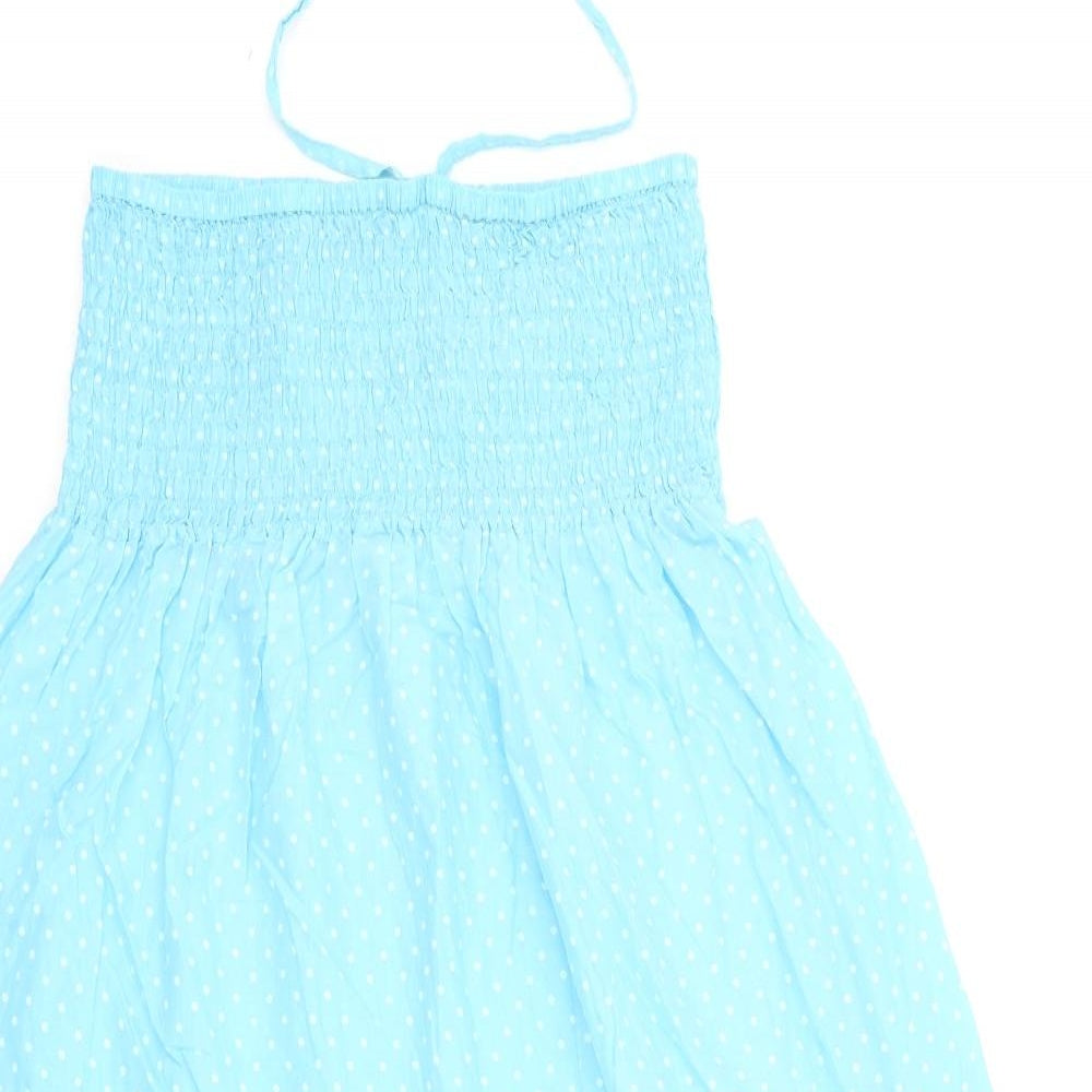 Marks and Spencer Womens Blue Polka Dot Viscose Maxi One Size Halter Pullover