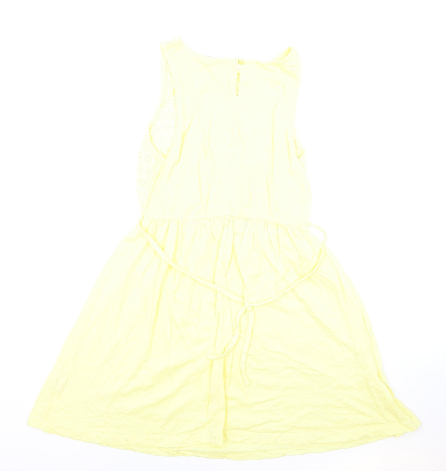 Atmosphere Womens Yellow Cotton Fit & Flare Size 12 Round Neck Button - Lace Detail