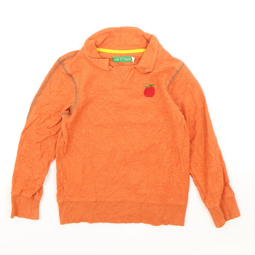 Little Bird Boys Orange Collared Cotton Pullover Jumper Size 5-6 Years Pullover - Apple