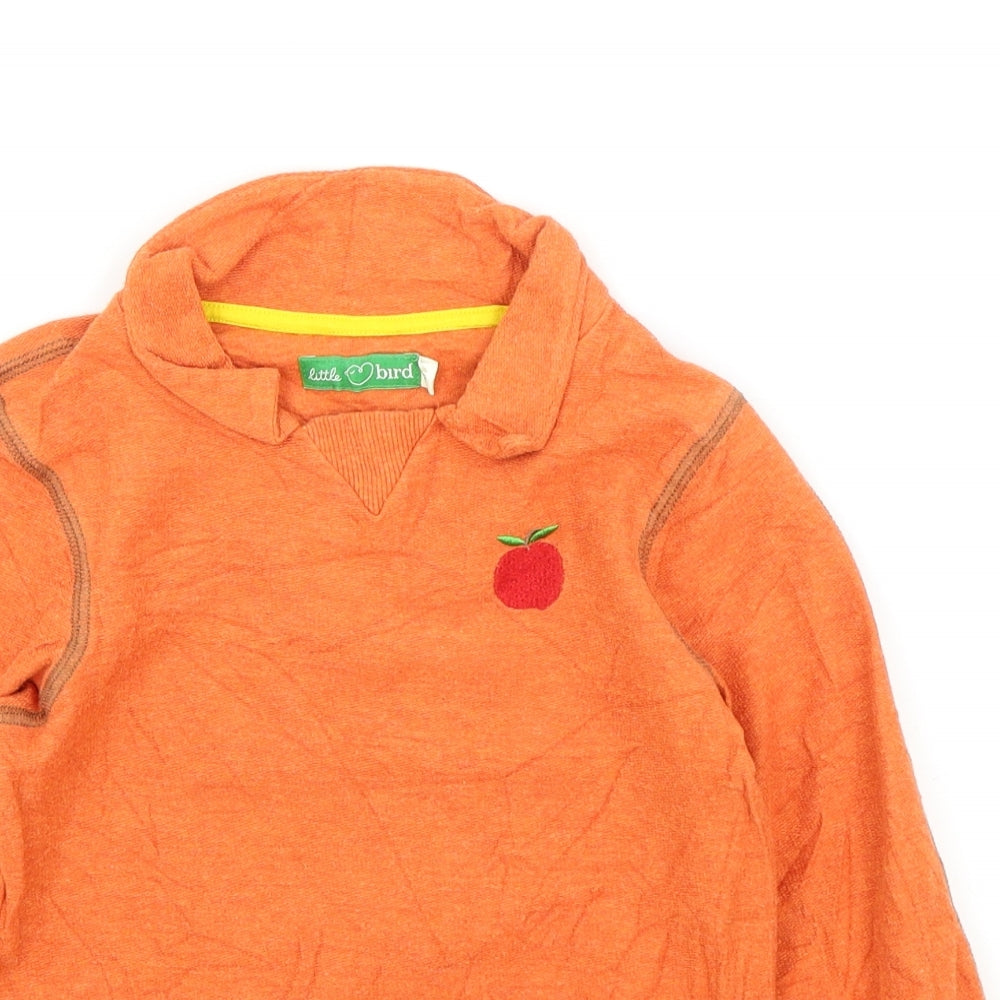 Little Bird Boys Orange Collared Cotton Pullover Jumper Size 5-6 Years Pullover - Apple