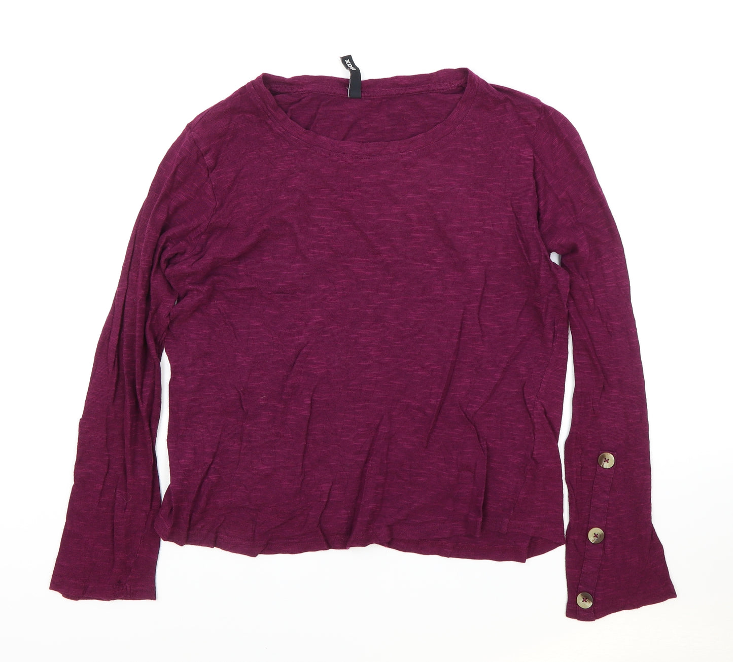 Max Womens Purple Polyester Basic T-Shirt Size 16 Round Neck