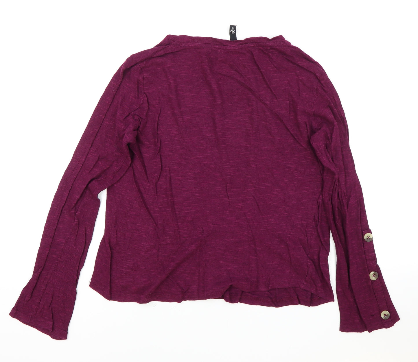 Max Womens Purple Polyester Basic T-Shirt Size 16 Round Neck