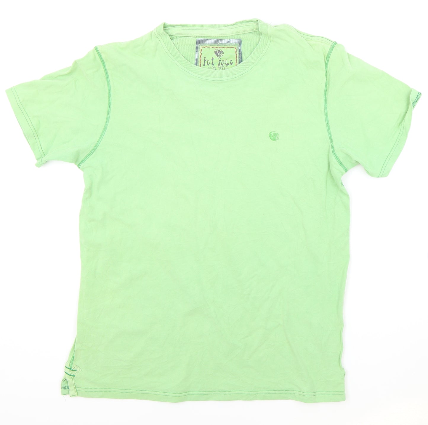 Fat Face Mens Green Cotton T-Shirt Size M Round Neck