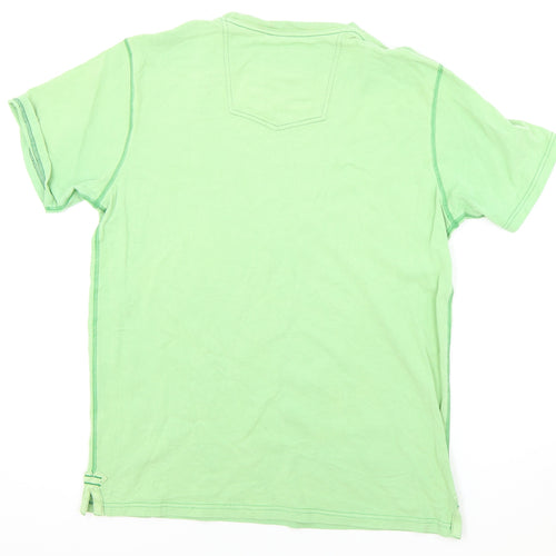 Fat Face Mens Green Cotton T-Shirt Size M Round Neck