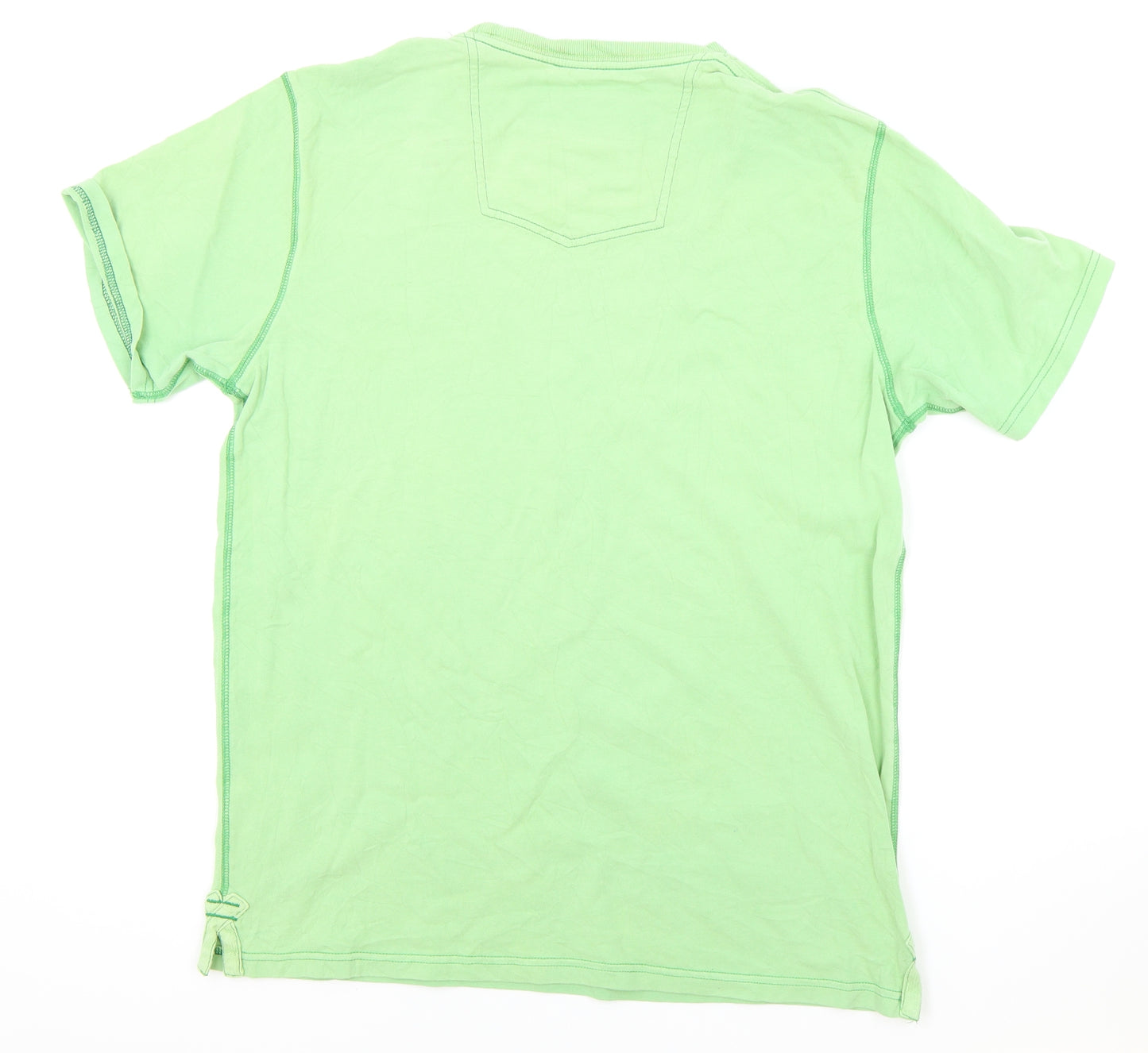 Fat Face Mens Green Cotton T-Shirt Size M Round Neck