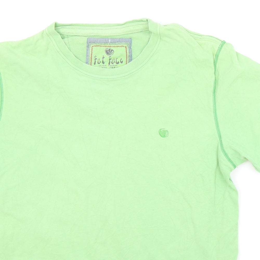 Fat Face Mens Green Cotton T-Shirt Size M Round Neck