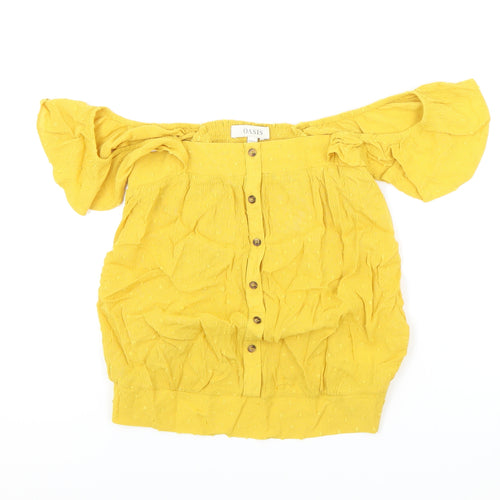 Oasis Womens Yellow Viscose Basic Blouse Size 8 Off the Shoulder