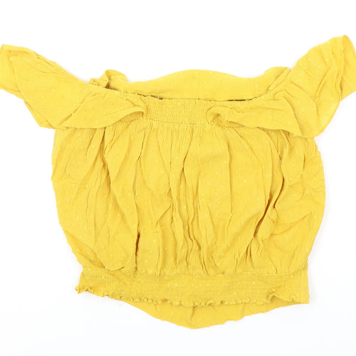 Oasis Womens Yellow Viscose Basic Blouse Size 8 Off the Shoulder