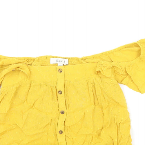 Oasis Womens Yellow Viscose Basic Blouse Size 8 Off the Shoulder