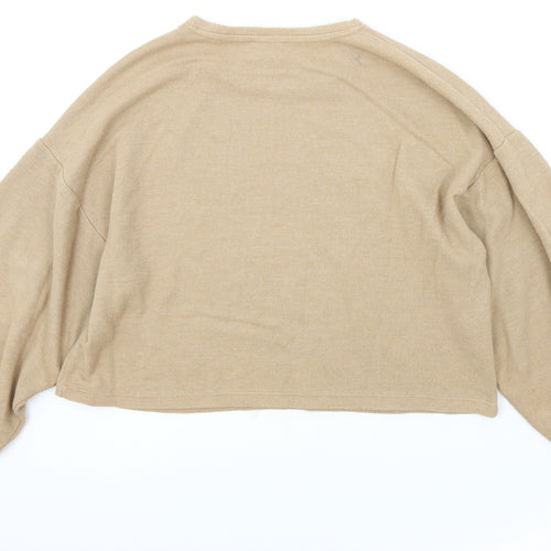 New Look Womens Beige Round Neck Cotton Pullover Jumper Size M