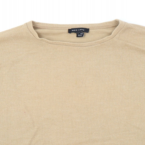 New Look Womens Beige Round Neck Cotton Pullover Jumper Size M
