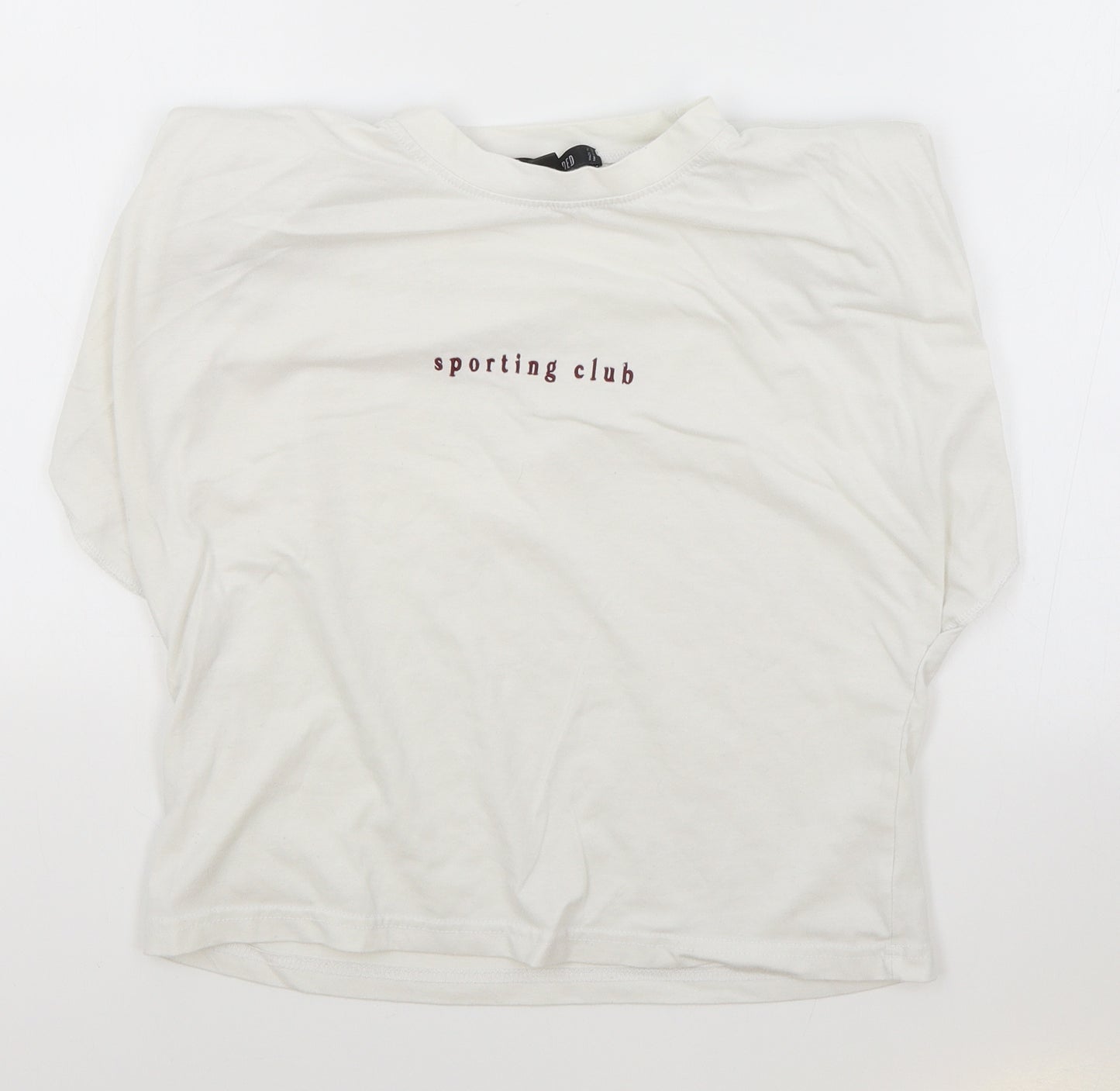 Missguided Womens White Cotton Basic T-Shirt Size 4 Round Neck - Sporting Club