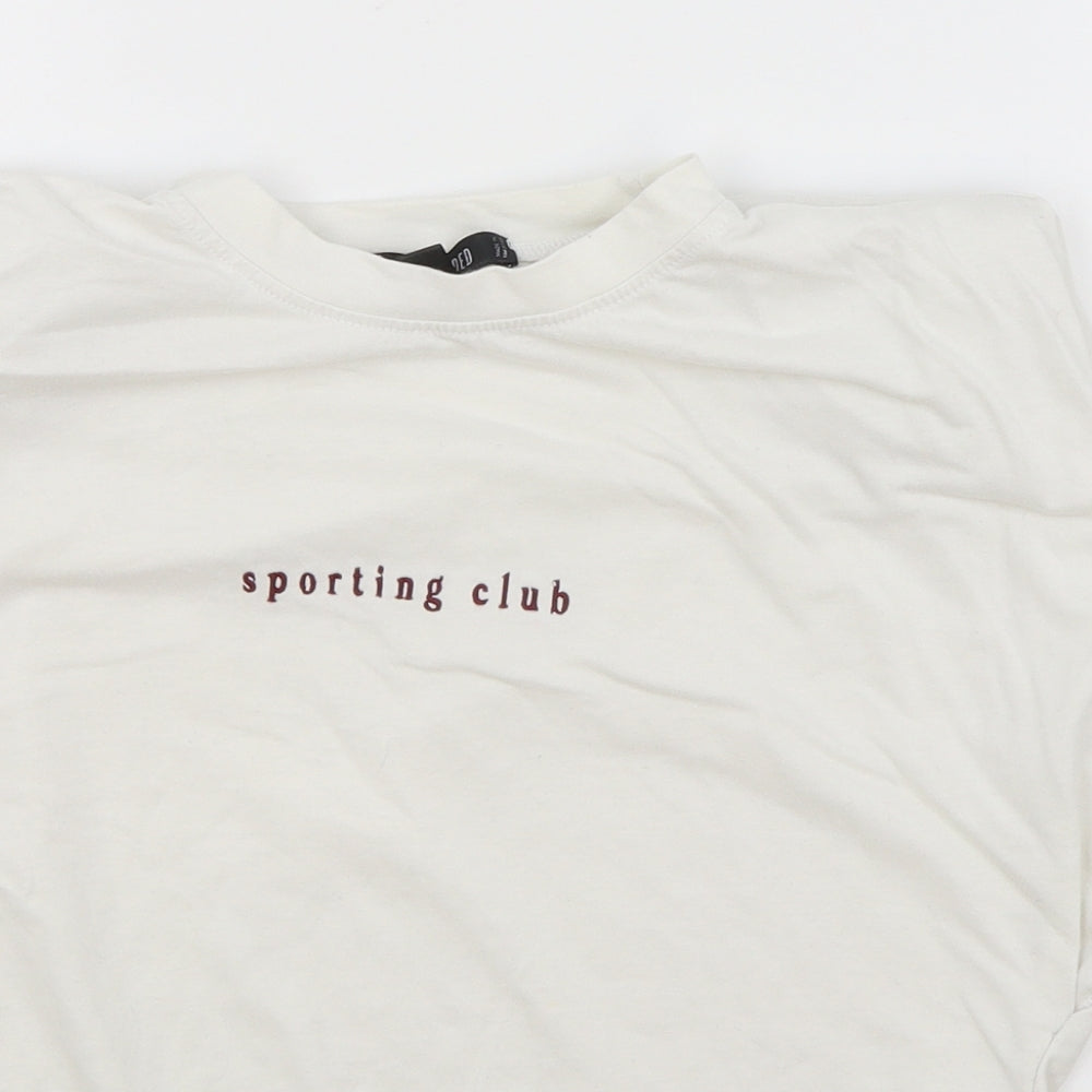 Missguided Womens White Cotton Basic T-Shirt Size 4 Round Neck - Sporting Club