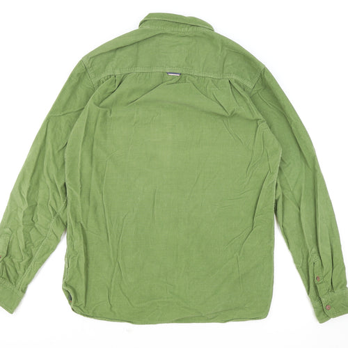 White Stuff Mens Green Cotton Button-Up Size M Collared Button
