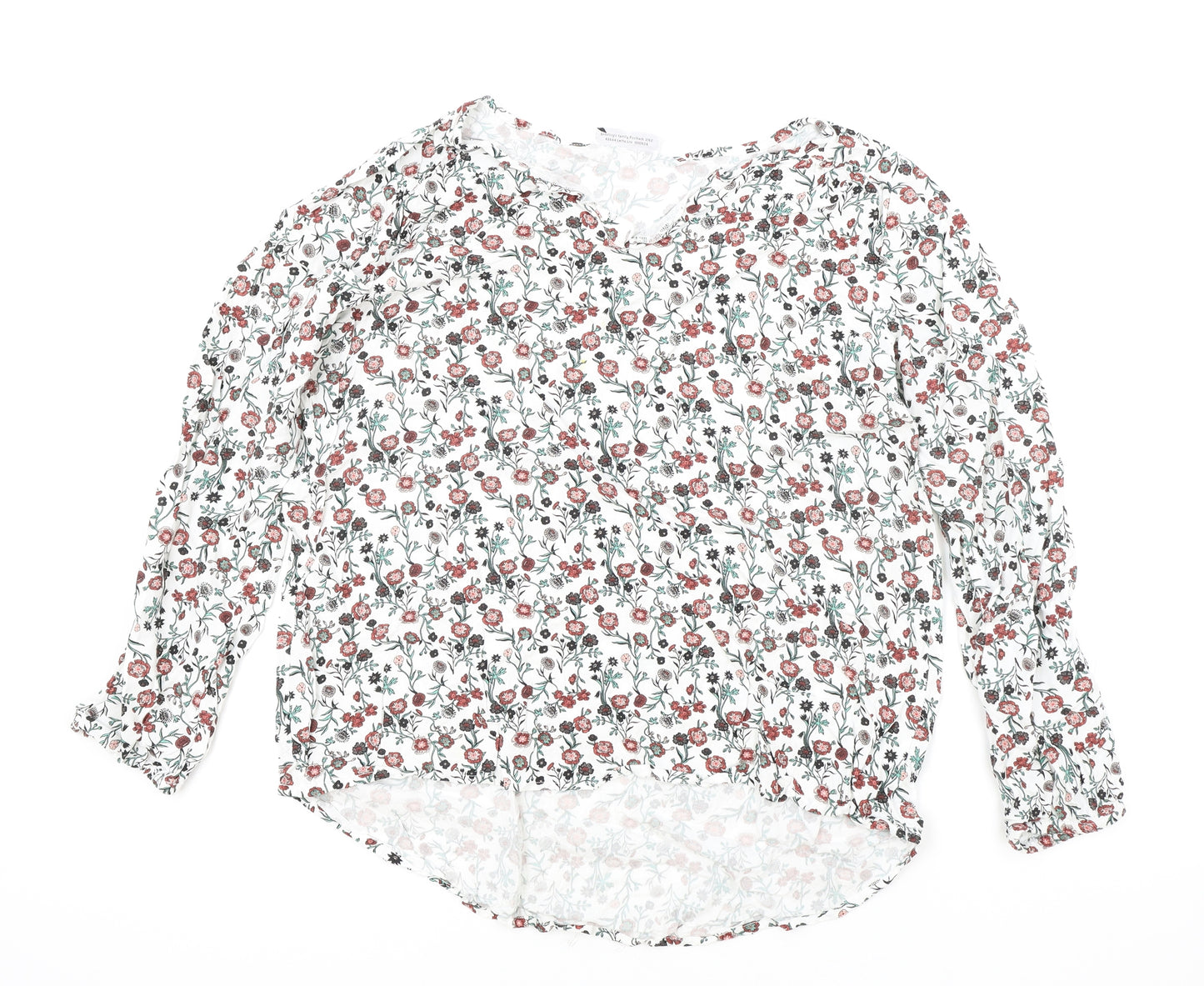 Gina Womens White Floral Viscose Basic Blouse Size 44 Boat Neck