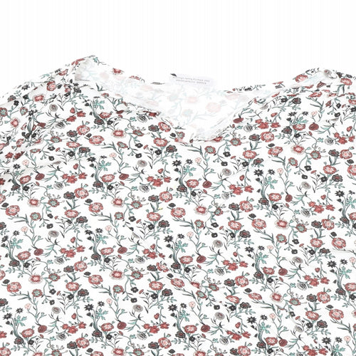 Gina Womens White Floral Viscose Basic Blouse Size 44 Boat Neck