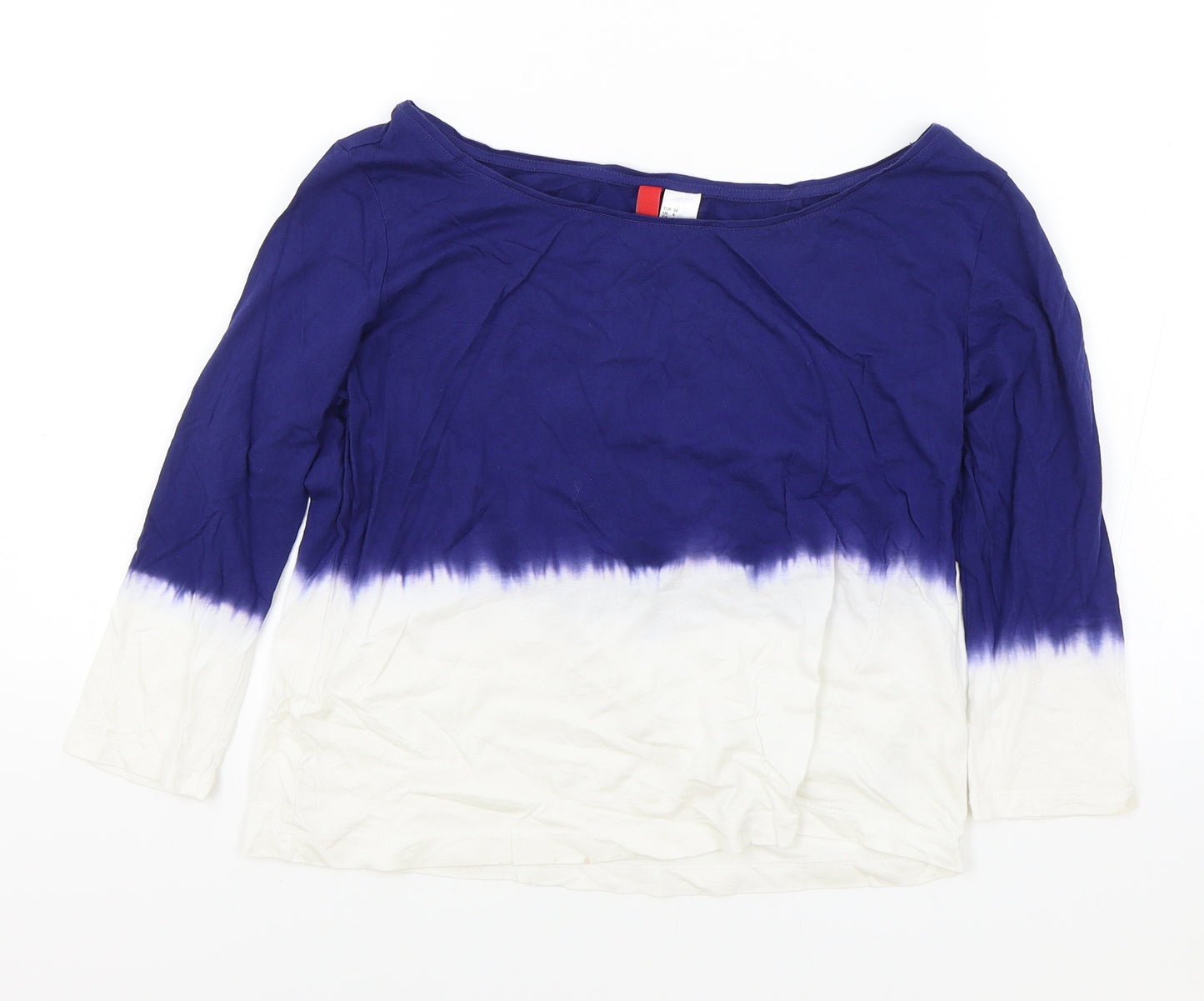 H&M Womens Multicoloured Colourblock Cotton Basic T-Shirt Size 8 Boat Neck - Tie Dye