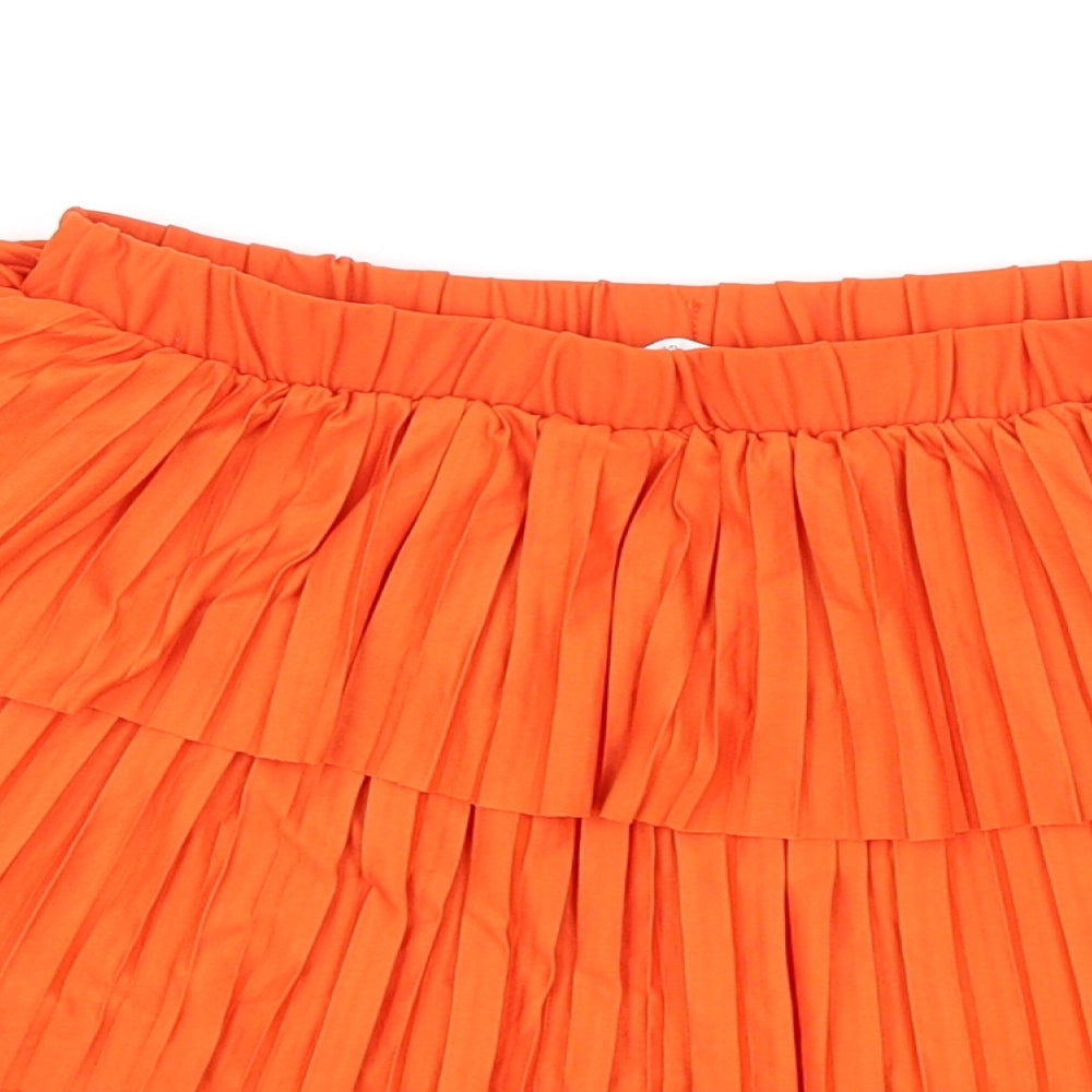 Zara Womens Orange Polyester Skater Skirt Size 6