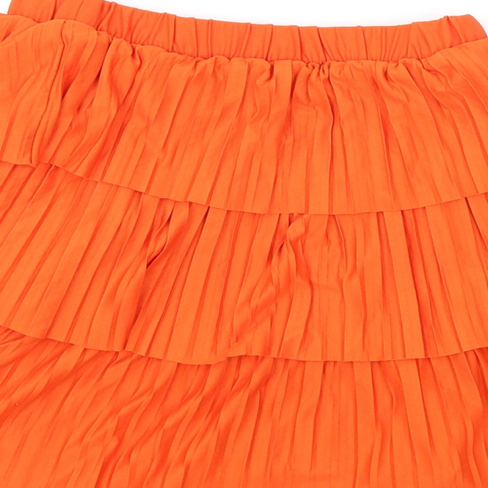 Zara Womens Orange Polyester Skater Skirt Size 6
