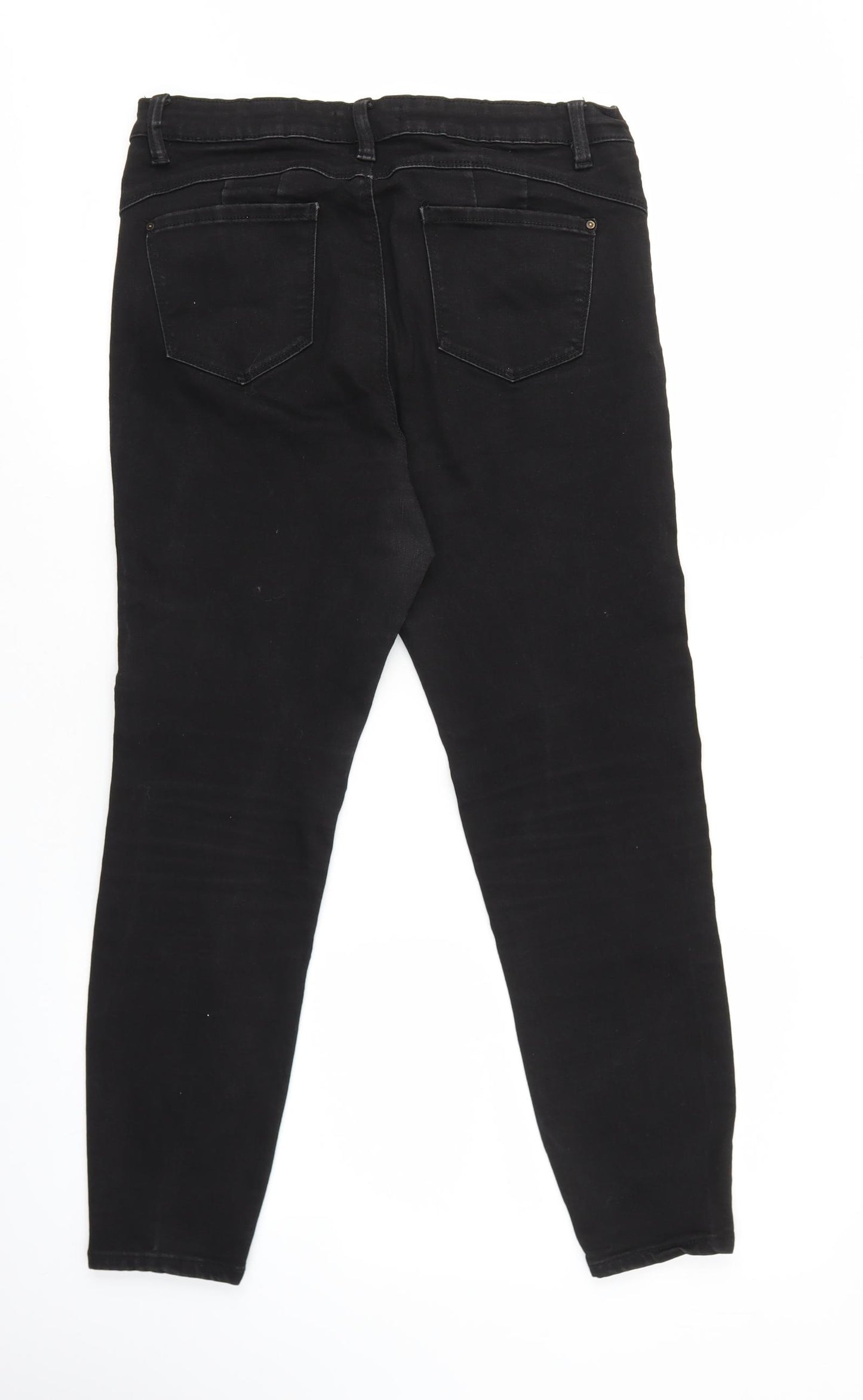 Primark Womens Black Cotton Skinny Jeans Size 14 L25.5 in Regular Zip