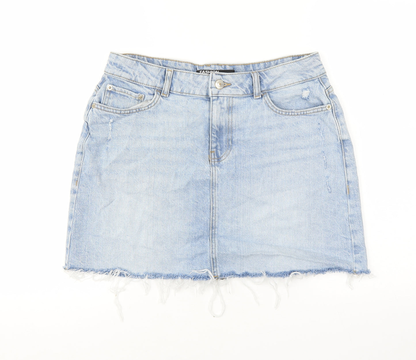 George Womens Blue Cotton Mini Skirt Size 14 Zip