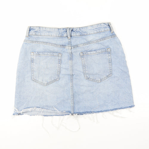 George Womens Blue Cotton Mini Skirt Size 14 Zip