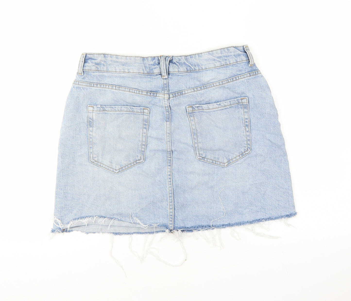 George Womens Blue Cotton Mini Skirt Size 14 Zip