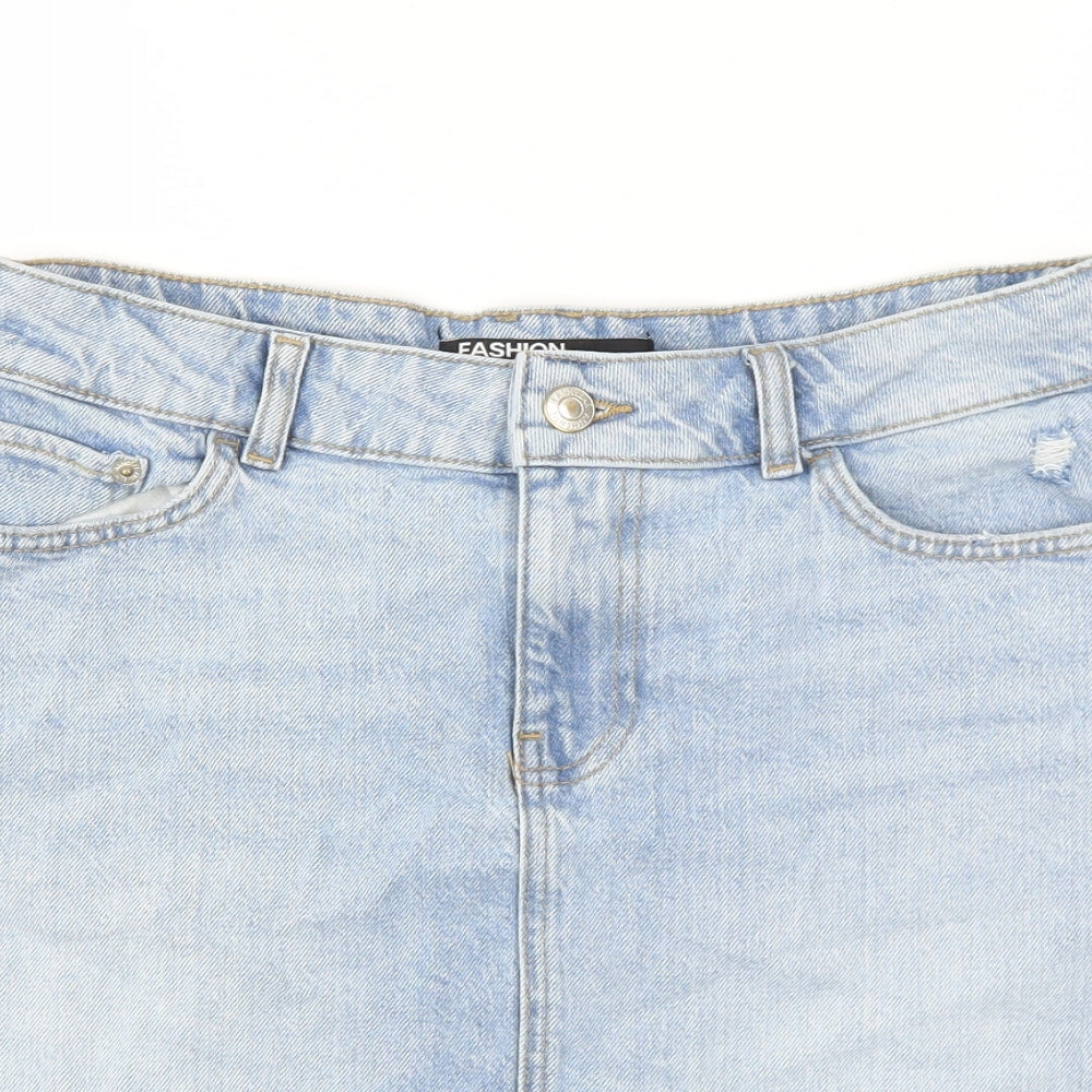 George Womens Blue Cotton Mini Skirt Size 14 Zip